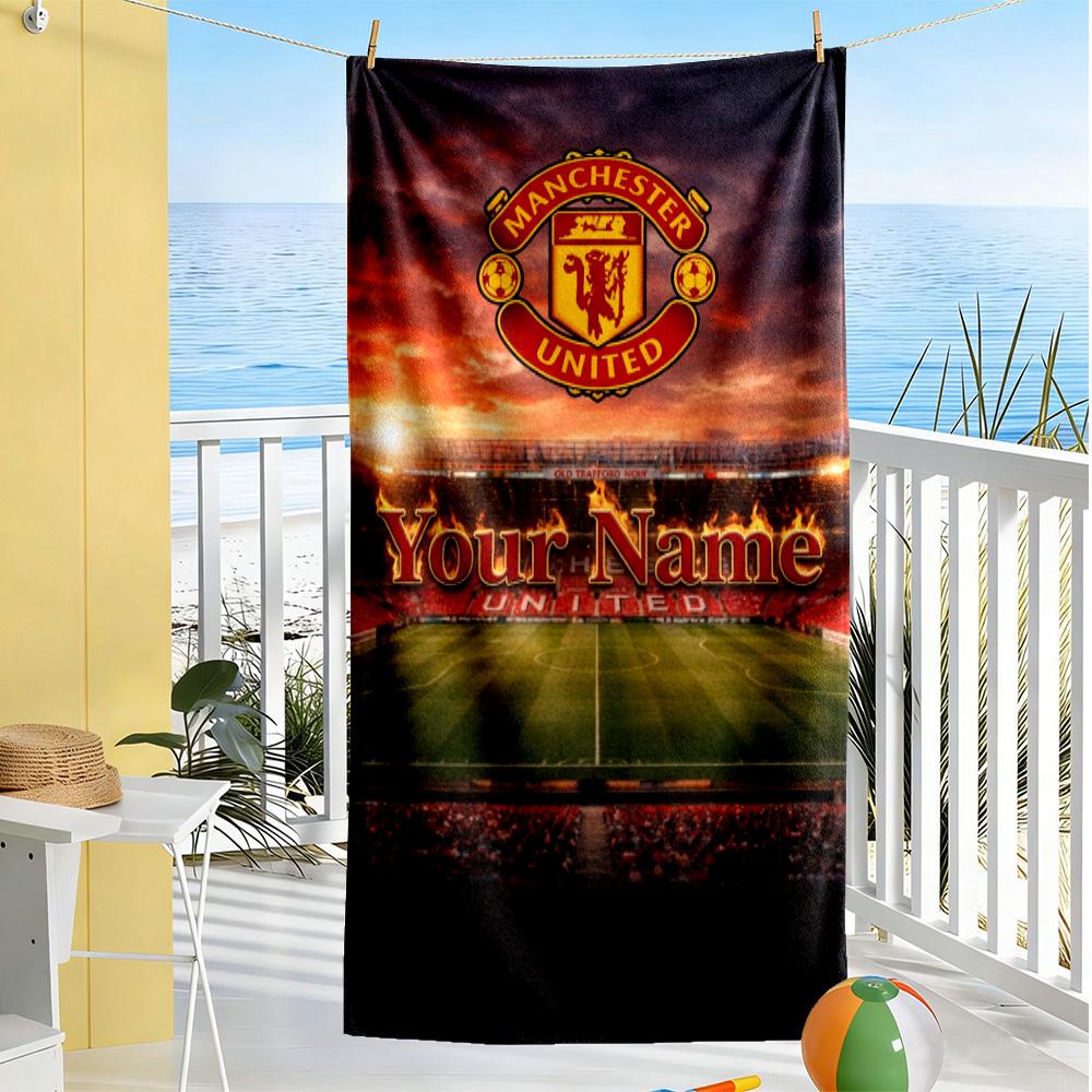 Manchester Customize Text Beach Towel Quick-Dry Soft Microfiber