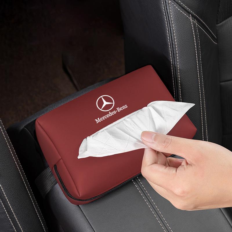 GLC GLB Car Tissue Box Holder Napkin Towel Organizer Bag Tissues Storage For Mercedes Benz AMG W204 W205 W203 W211 W212 W213 W2