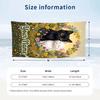 Floral Cat Portrait 1 Theme Quick Dry Beach Towel Custom Name Text Print Large Sand Resistant Towel Beach Vacation