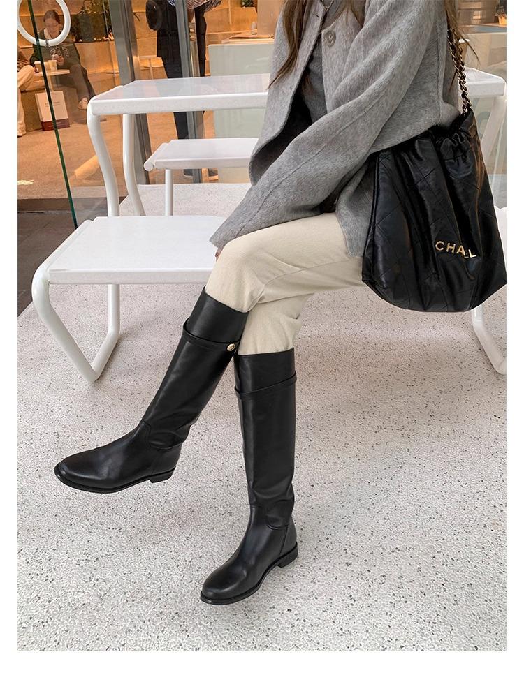 

Благородные французские монеты Высокие ботинки на массивном каблуке выше колена, облегающие, рыцарские ботинки для женщин - Осень/Зима 39