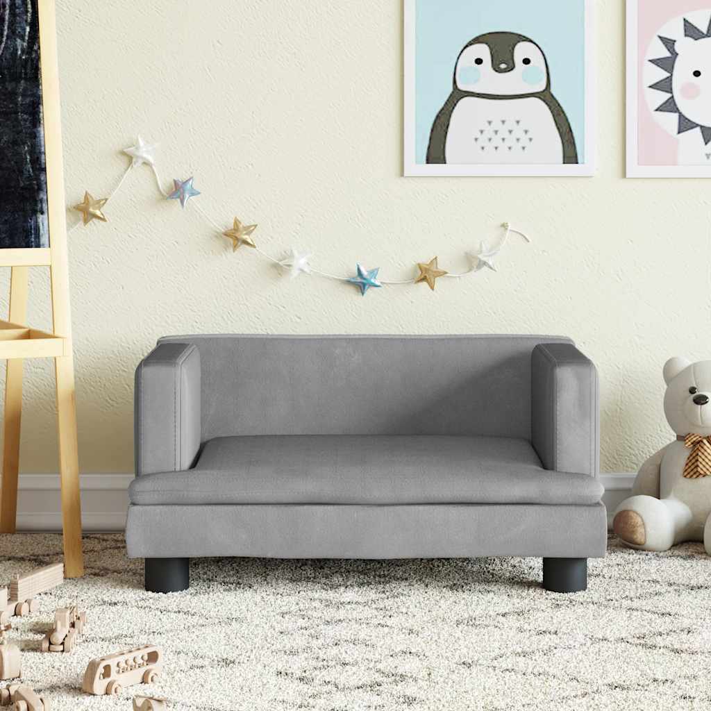 Children S Sofa Light Grey 60 X 40 X 30 Cm Velvet