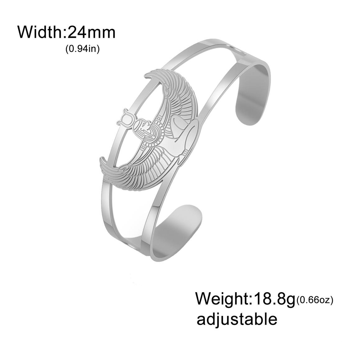 Ancient Egyptian Isis Goddess Bracelet Women Girl Stainless Steel The Wings of Isis Cuff Bangles Greek Mythical Jewelry