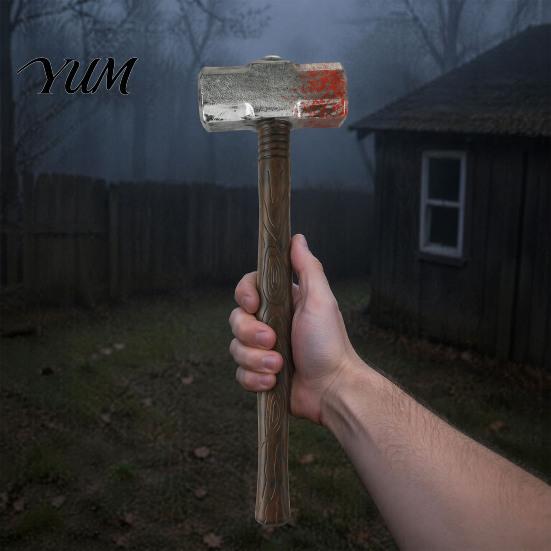 Realistischer Plastikhammer Fake Requisite, Leichter Vorschlaghammer für Halloween-Kostüm Detailliertes Zubehör, Gruselige Kunstblut-Waffe Cosplay, Gruselige Requisite Cosplay