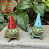 Resin Frogs Statue with Party Hat Handcrafts Model Figurine Statue For Home Desktop Shelf Display Yard Patios Decoration