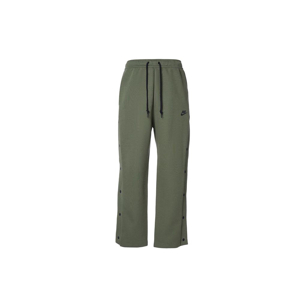 Nike Spodnie sportowe dzianinowe Tech Fleece w jednolitym kolorze, luźny krój, zapinane na zatrzaski, męskie, dół, średni oliwkowozielony FB8015-222