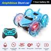 Non-Toxic 2.4G Rc Car Amphibious Vehicle Gesture Sensing Double-Sided Stunt Shark Amphibious Remote Control Cars With Light Toys For Children