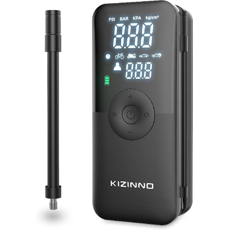 Electric Bike Pump Portable for Bicycle Tires, Compact Motor Air Pump - Fast Inflator 150PSI Smart Air Pump with Digital Pressure Gauge for Bike,