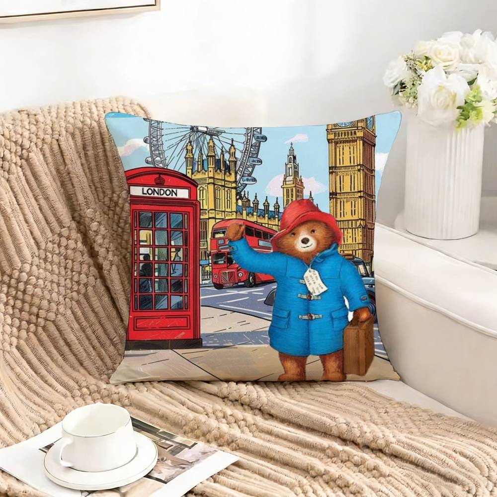 Classic P-Paddington B-Bear-Es Square Double-Sided Printed Pillow Case Bedroom Bedside Pillow Sofa Cushion Cover