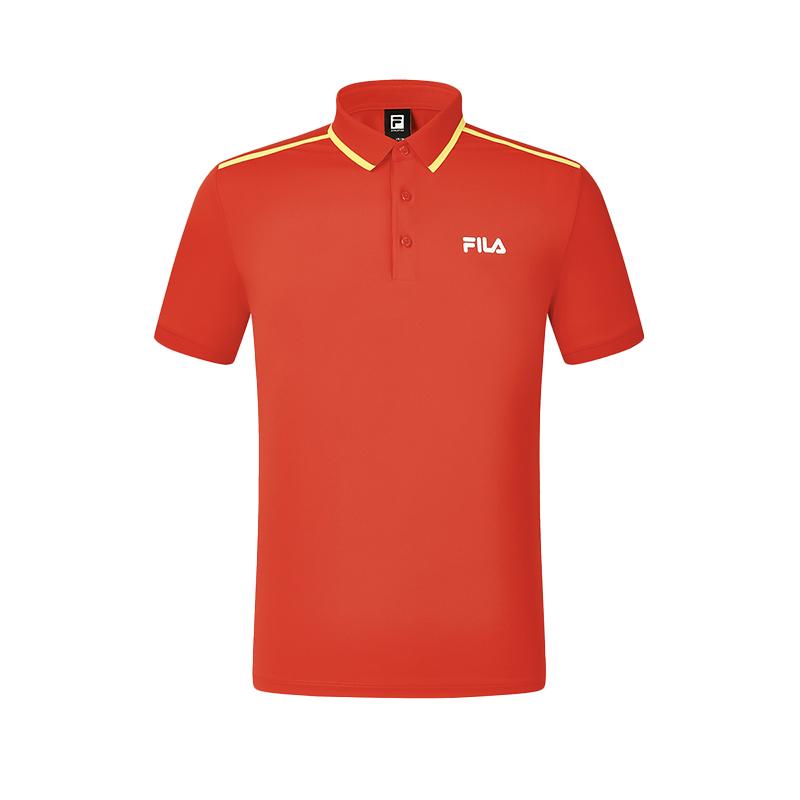 

New FILA Polo Shirt Men s National Flag Red Logo Standard Color A11M431130FRD 185/104A/XXL