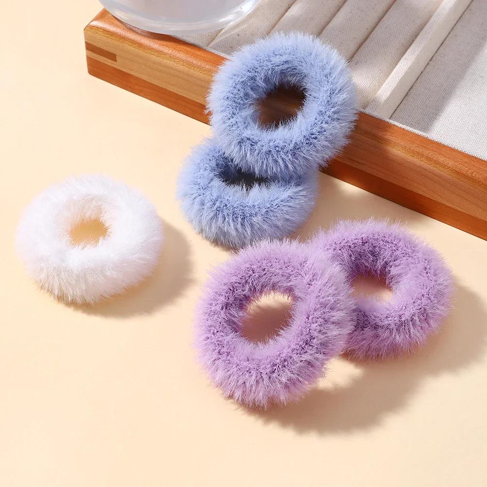 5/15 Stück/Los Baby Mädchen Plüsch Elastische Haarbänder Kleine Gummibänder für Kinder Süße Fellige Scrunchies Haargummis Haaraccessoires