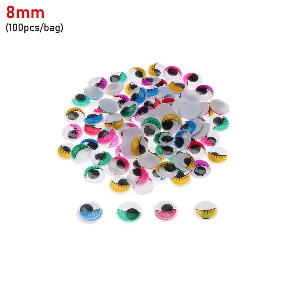 100Pcs/Bag 7/8/10/12/15/18/20MM Colorful Round Wiggling Moving Eyes Plush Panda Eye 3D Dolls Accessories DIY Dolls Materials