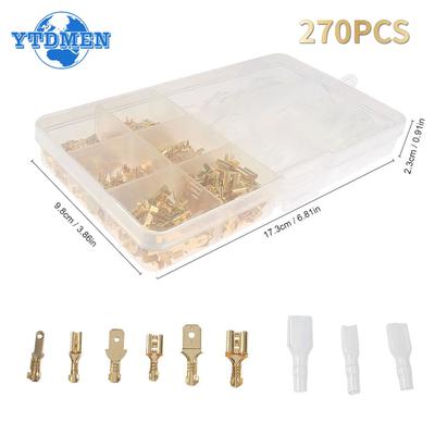 270PCS Cold Pressed Reed Terminals Female Male Crimp Terminal Wire Connector Kit - 2.8/4.8/6.3mm Electrical Cable Terminals Kit