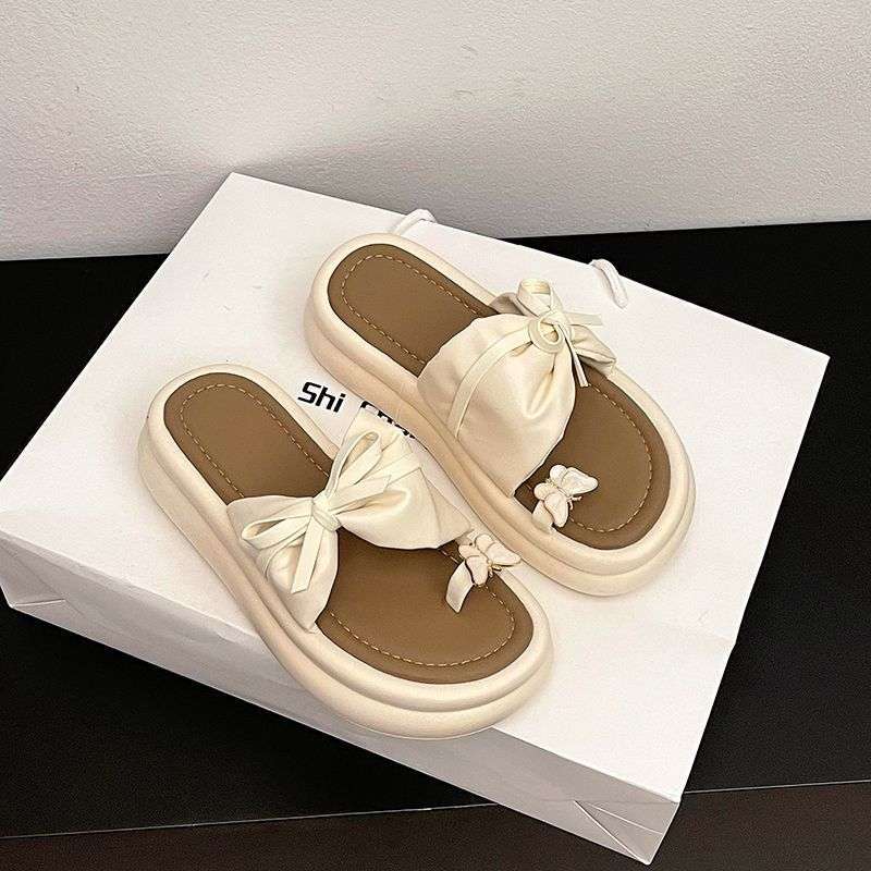 

Женская верхняя одежда на толстой высокой подошве с бантом на носке, лето 2025, новая модная универсальная повседневная пляжная крутая обувь 00 Blind box randomly sent