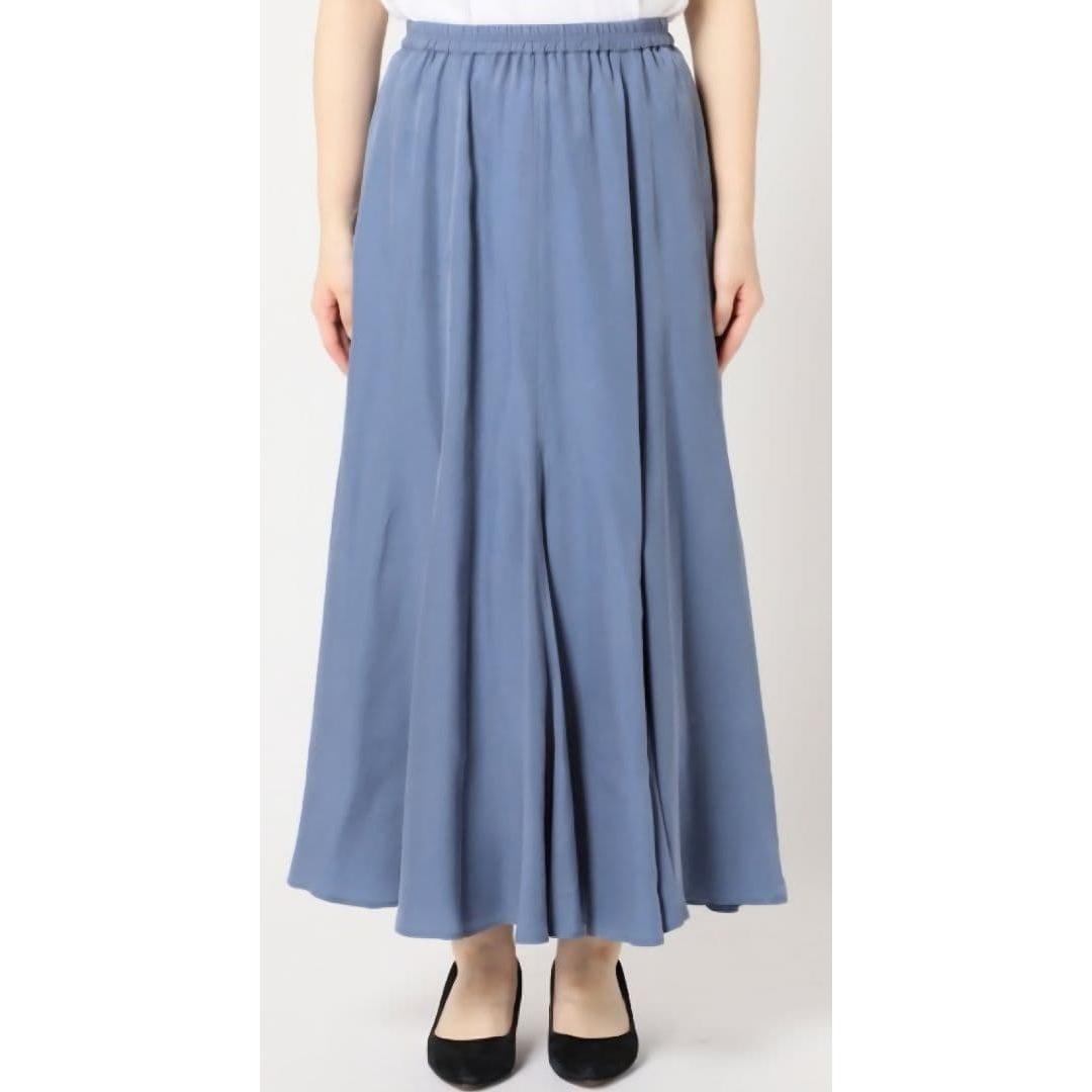 New SLOBE IENA Fibril Satin Flare Skirt 38 Blue