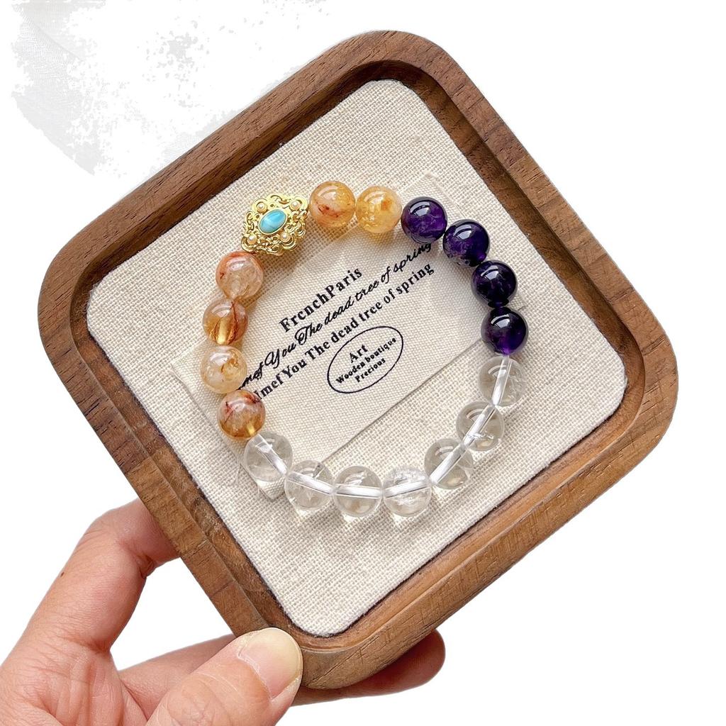 Natural White Crystal Honey Milk Cover Yellow Tower Crystal Amethyst Contrasting Color Bracelet Bracelet.