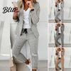 Herfst Blazer Broek Set 2 Delen/Set Dames Omgeslagen Kraag Vest Lange Mouw Elastische Taille Jas Broek Pak Slim Fit Trekkoord Formeel