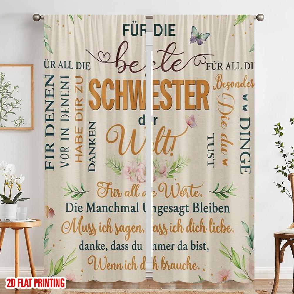 2pcs,2D plane printing Creative Curtains Best Sister Pillow Versatile Polyester (without rod) Festive Perfect for Living Room &