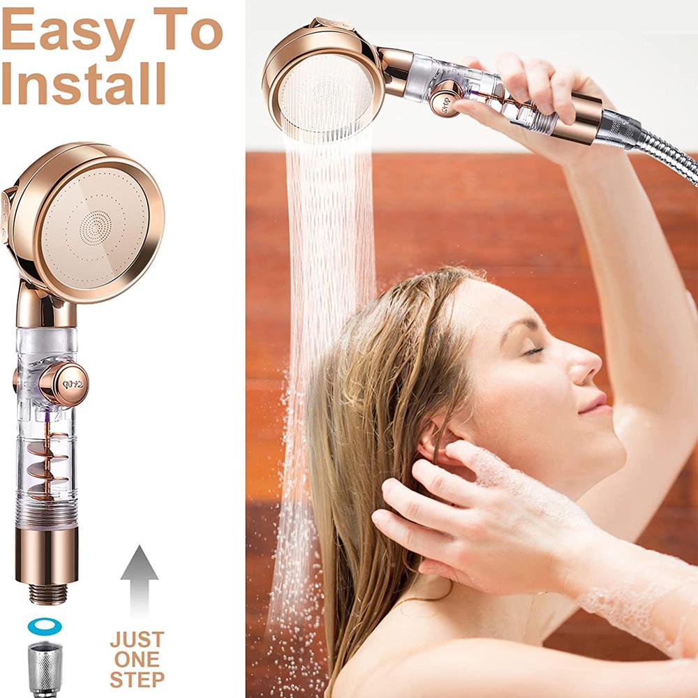 VILOYI Turbocharged Shower Head 3 Modes High Pressure Water Saving Adjustable Handheld Showerhead Massage Filter Rainfall Nozzle