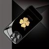 Minimalist Golden Lucky Clover Pattern Glass Phone Case For iPhone 17 16 15 14 Pro Max 13 12 11 17Air 16E 7 8 Plus XR XS X Cover