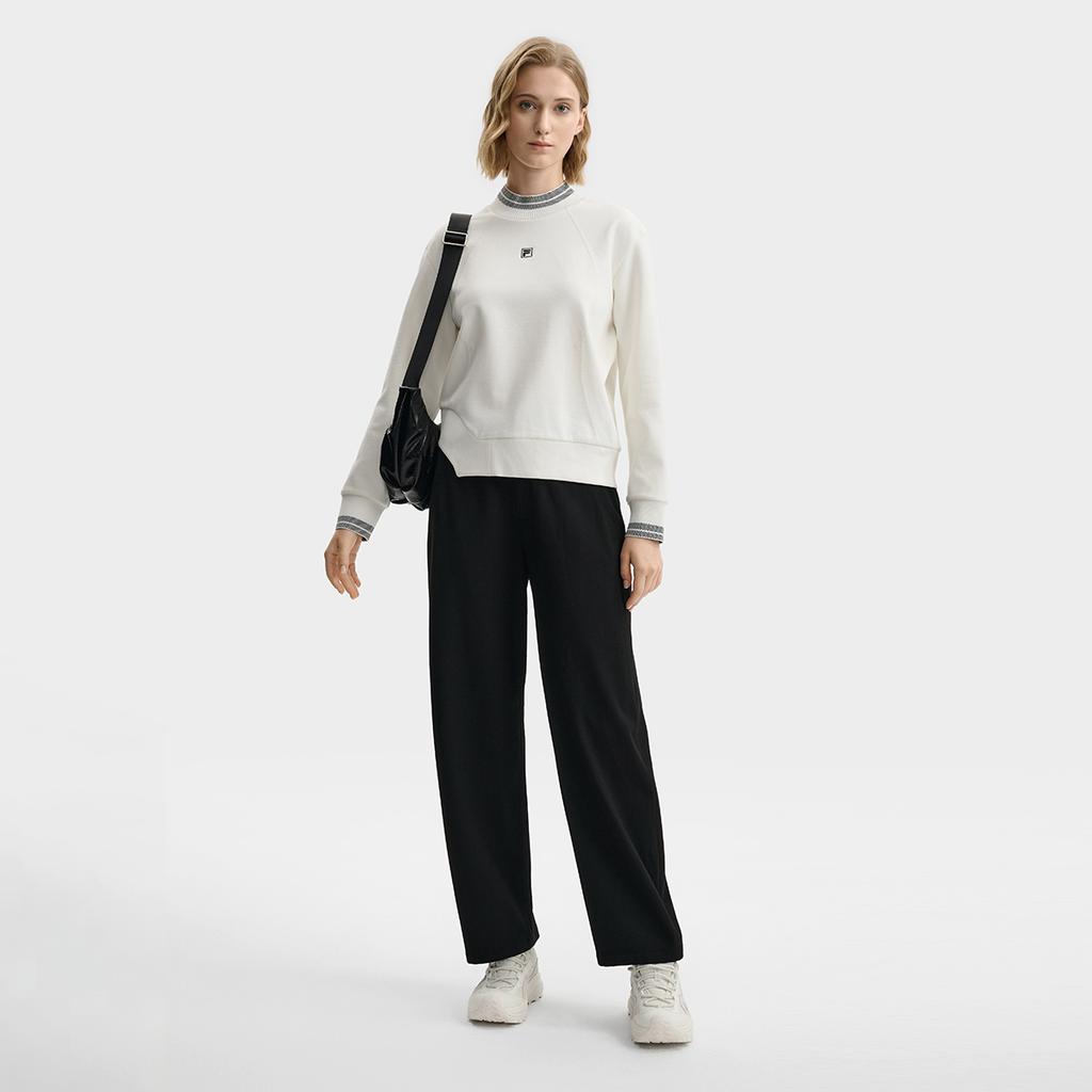 Fila Emerald Fashion Simple Classic Versatile Comfortable Loose Woven Casual Pants Women Bottoms Black F11W544803FBK