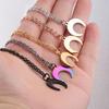 Moon Crescent Mirror Pendant Necklace - European & American Style, Titanium Steel, Fashion Clavicle Chain