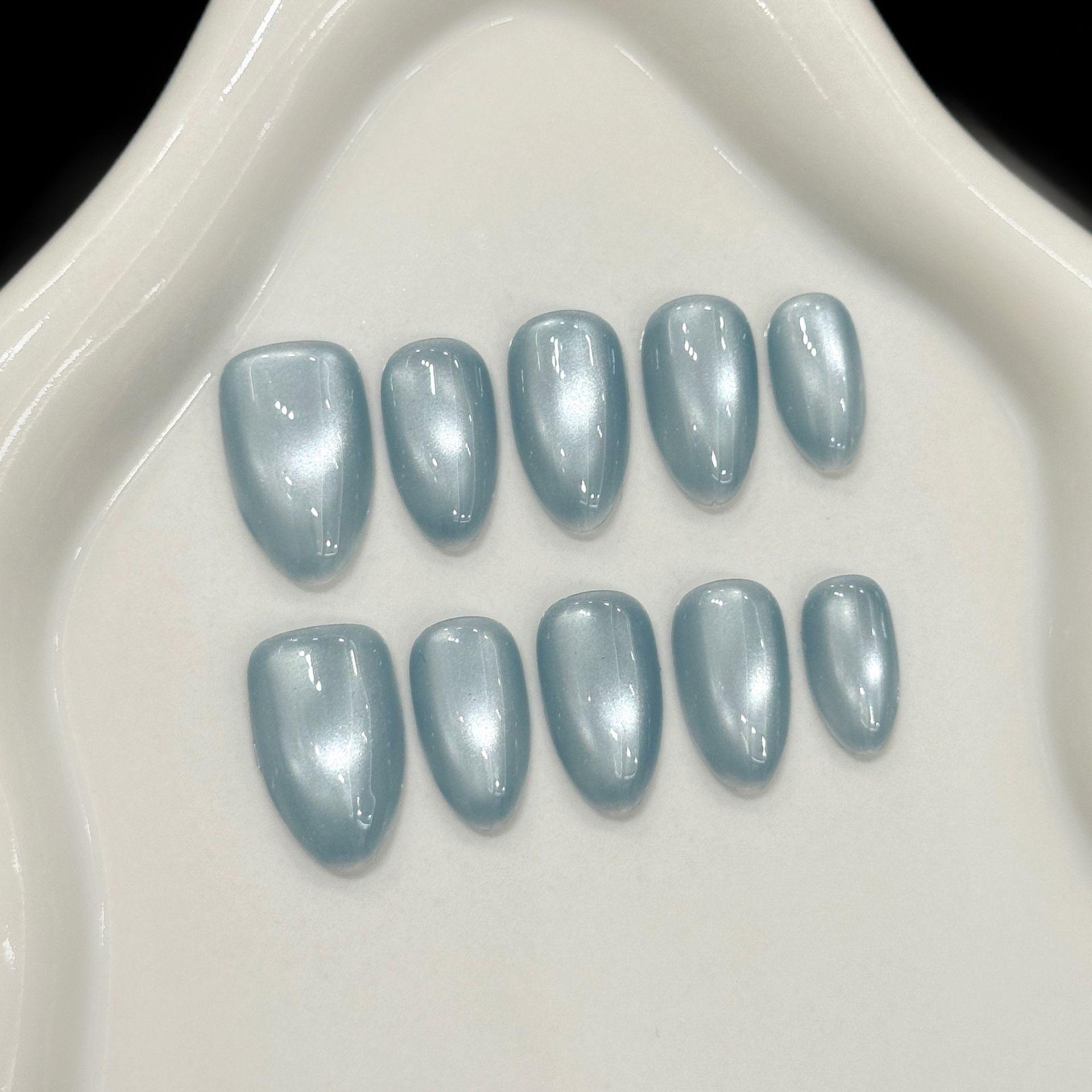 

Glitter Press on Nails Short Almond Gel Glue on Cat Eye Nail Neutral Short Stiletto Fake Nails Acrylic Oval False Nails Manicure Kits for Women L