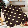 Retro Gold Star Grid Winter Summer Flannel Blanket Throw Fleece Soft Fuzzy Plush Cozy Fleece Blankets for Sofa Ideal Gifts
