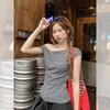 Korean Unique and Beautiful Diagonal Collar Off-the-shoulder Striped Short-sleeved T-shirt Women's Summer Wear Super Good-looking and Beautiful Top