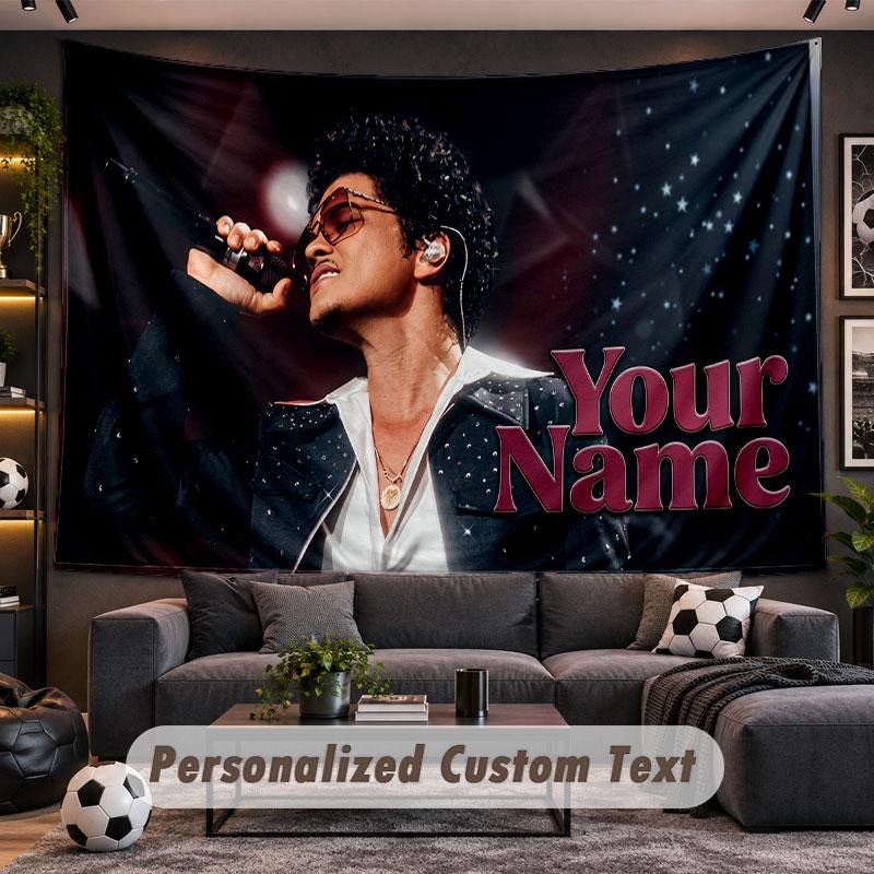 Wall Hanging Tapestry Custom NameBruno Mars Pattern Personalized Printed Fabric Wall Decor