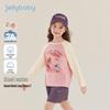 JELLYBABY Girls' Color Block Round Neck T-shirt