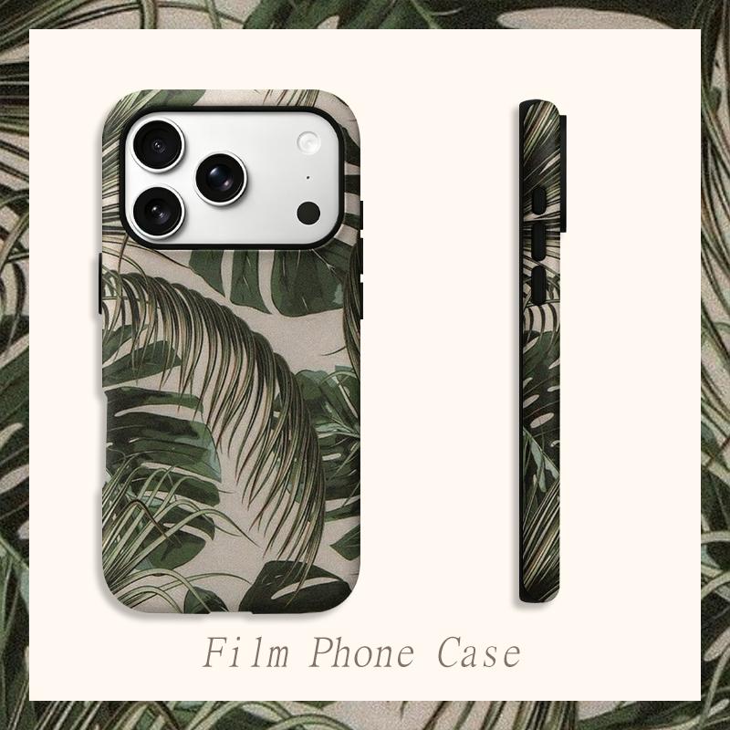 Natural Realistic Palm Leaves Art Graphic Design Modern Print Film Aesthetic Protective Shockproof Bumper Phone Case Cover For iPhone 141516ProMaxPlus
