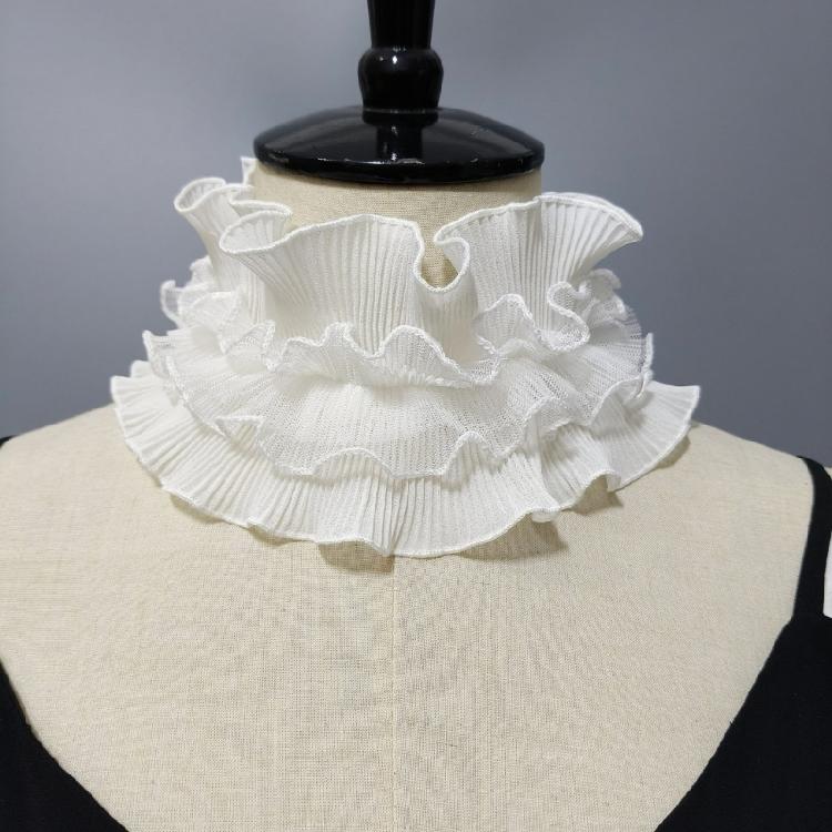 Ruffle Trim Lace Faux Collar Decorative Collar for Blouse Skirt Removable False Neck Ruff Adjustable and All Matching