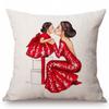 Baby Mother Parenting Art Cozy Family Hand Drawing Sketch Home Decoration Cotton Linen Sofa Throw Pillow Case Car Cushion Cover