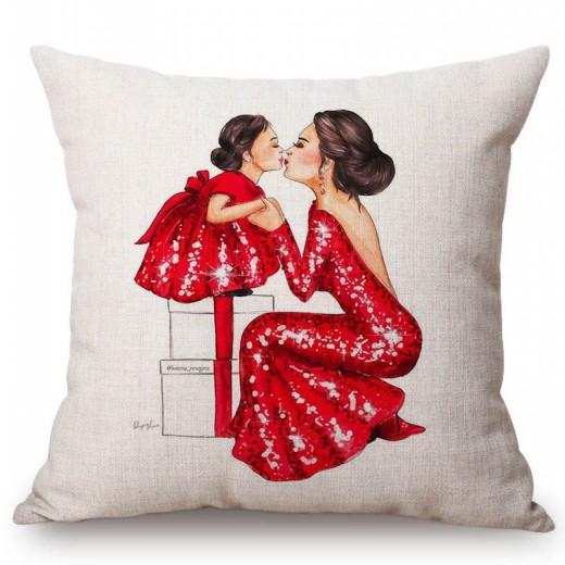 Baby Mother Parenting Art Cozy Family Hand Drawing Sketch Home Decoration Cotton Linen Sofa Throw Pillow Case Car Cushion Cover