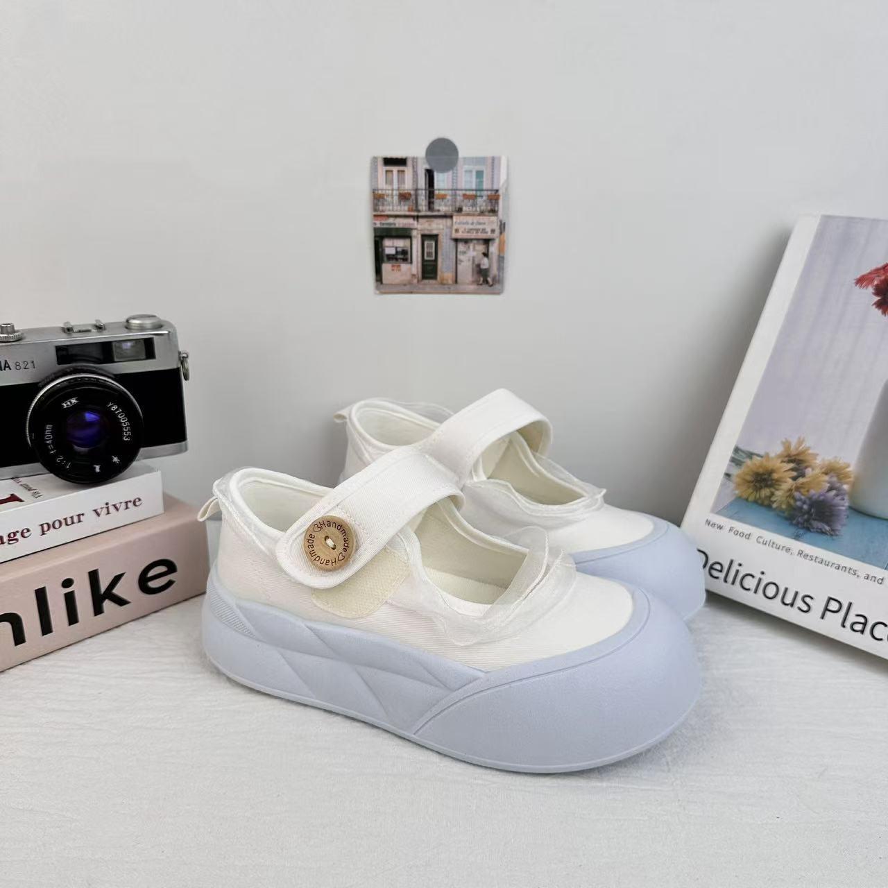 

Женские парусиновые туфли на липучке, 2025, новая летняя универсальная маленькая белая обувь, летняя юбка, туфли Мэри Джейн 40 синий