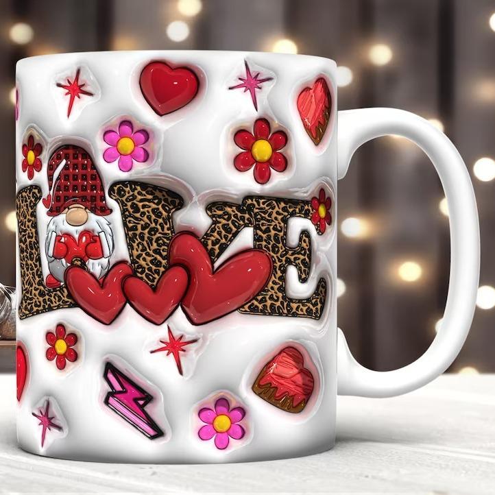 

3D Valentine S Day Ceramic Coffee Mug Xoxo Tea Cup Love Husband Wife 301-400ml