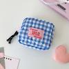 Kawaii Plaid Makeup Storage Lipstick Holder Bag Women's Cute Sanitary Napkin Holder Case Mini Key Earphones Case Organizer Bag