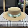 Hepburn French Flat Top Straw Hat Women's Seaside Vacation Visor Breathable Sunscreen Hat