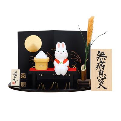 Osakas Choseido Rabbit keramikas oriģinālā koka birka bezmaksas 15. nakts truša augstums 7 cm ornaments, trusis, trusis, bonuss, (Mēness skatīšanās)