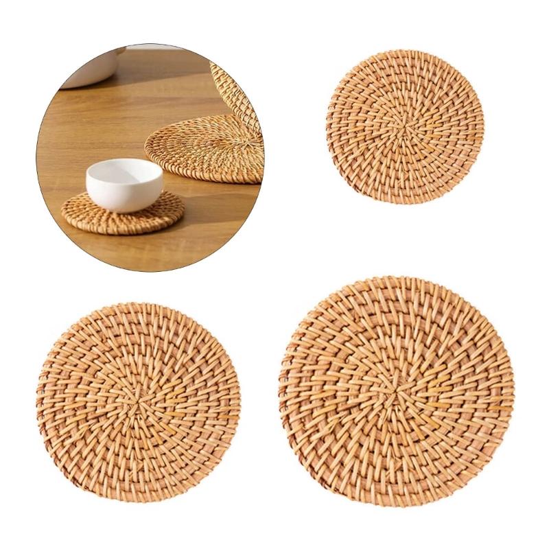 Handgemachter Rattan Teeuntersetzer Eleganter Rattan Teeuntersetzer Zarte Tassenuntersetzer Geeignet für verschiedene Anlässe