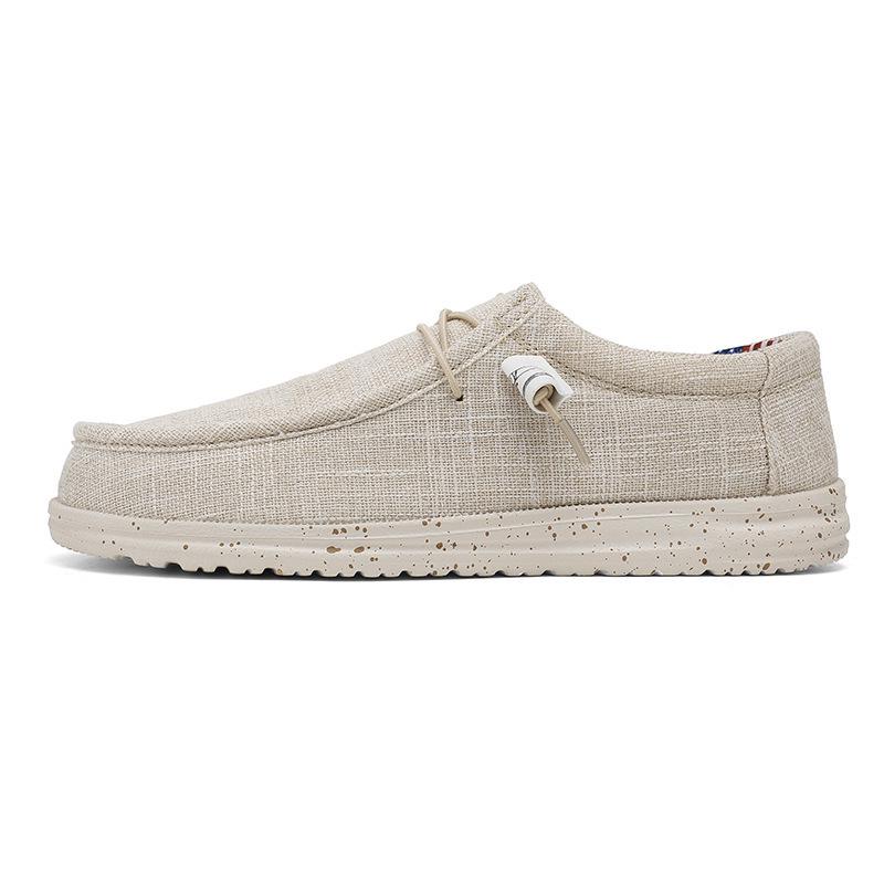 Men's Large Casual Korean Style Loafers - Breathable Light Canvas Slip-Ons