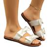 Flat-bottomed European and American One-word Slippers Women's Summer New Large-size Bow Beach Cool Slippers