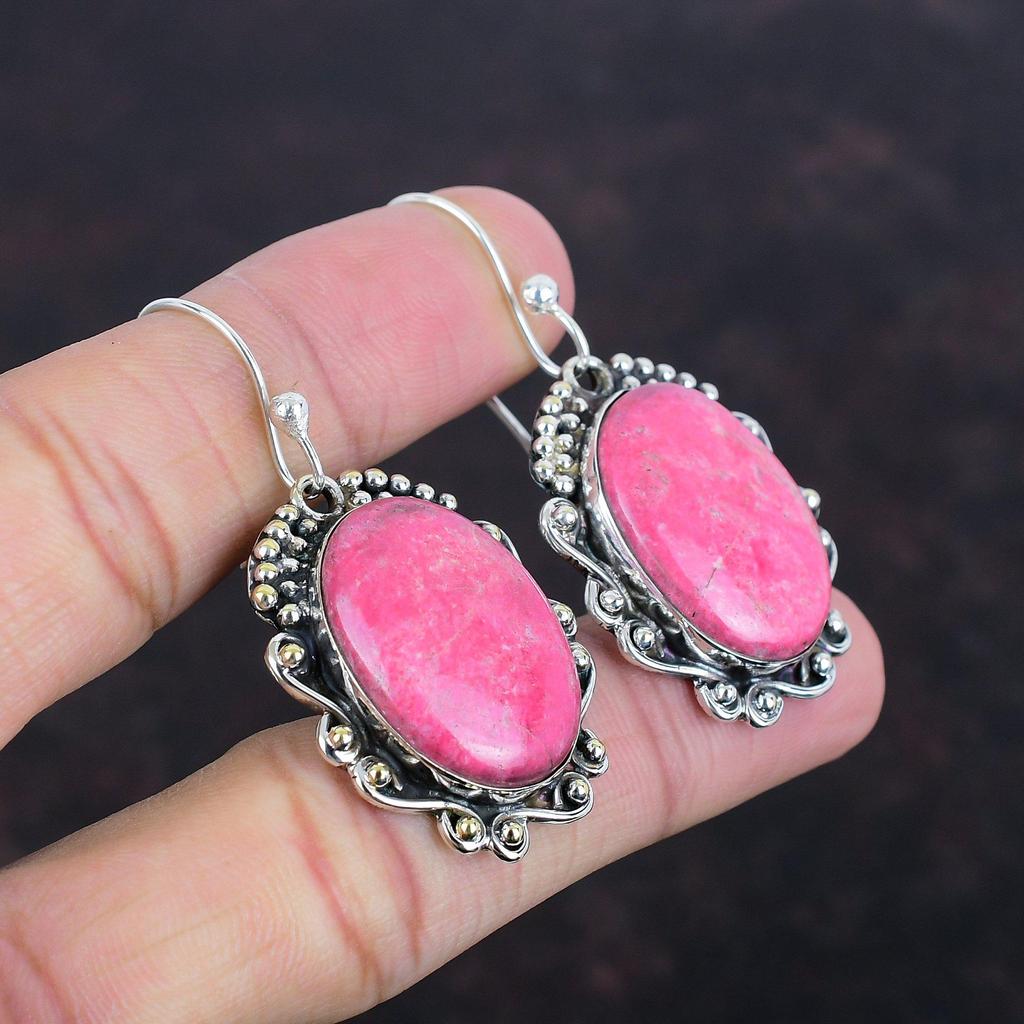 Thulite Earring 925 Sterling Silver Earring Amazing Jewelry Genuine Gemstone Earring Handmade Thulite Jewelry Gifts For Women Unique Earring