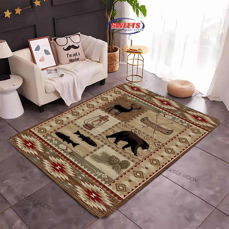 1PC Nordic Animal Bear Theme Print Carpet Living Room Bedroom Sofa Office Large Area Decoration Mat Children's Game Carpet