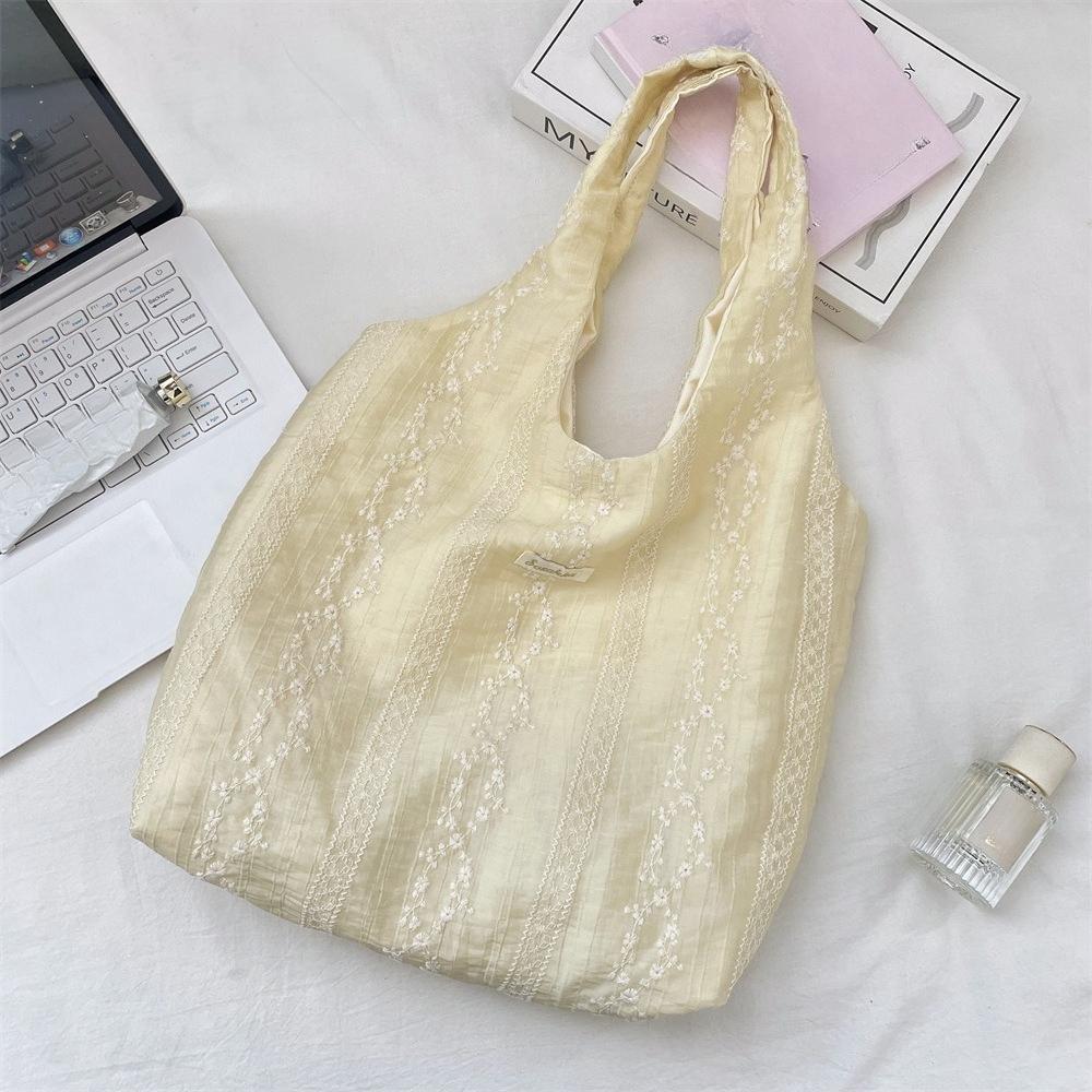Women Floral Embroidered Shoulder Bag Fashion Casual Large Capacity Tote Bag Eco Shopping for Daily Use