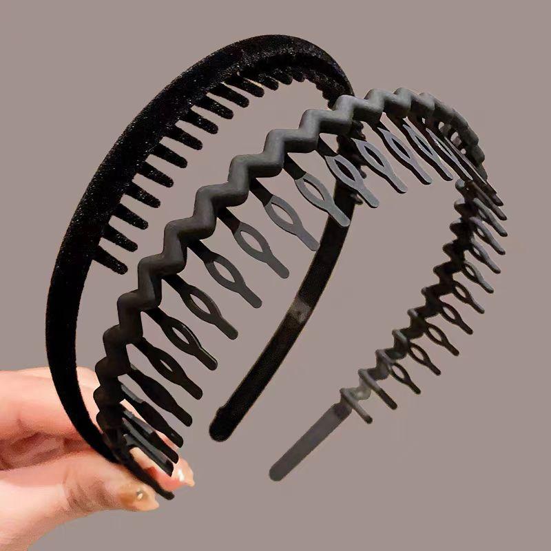 Simples reunindo faixa de cabelo feminino outono e inverno veludo pressionado shampoo bandana dentado anti deslizamento grampos de cabelo headwear