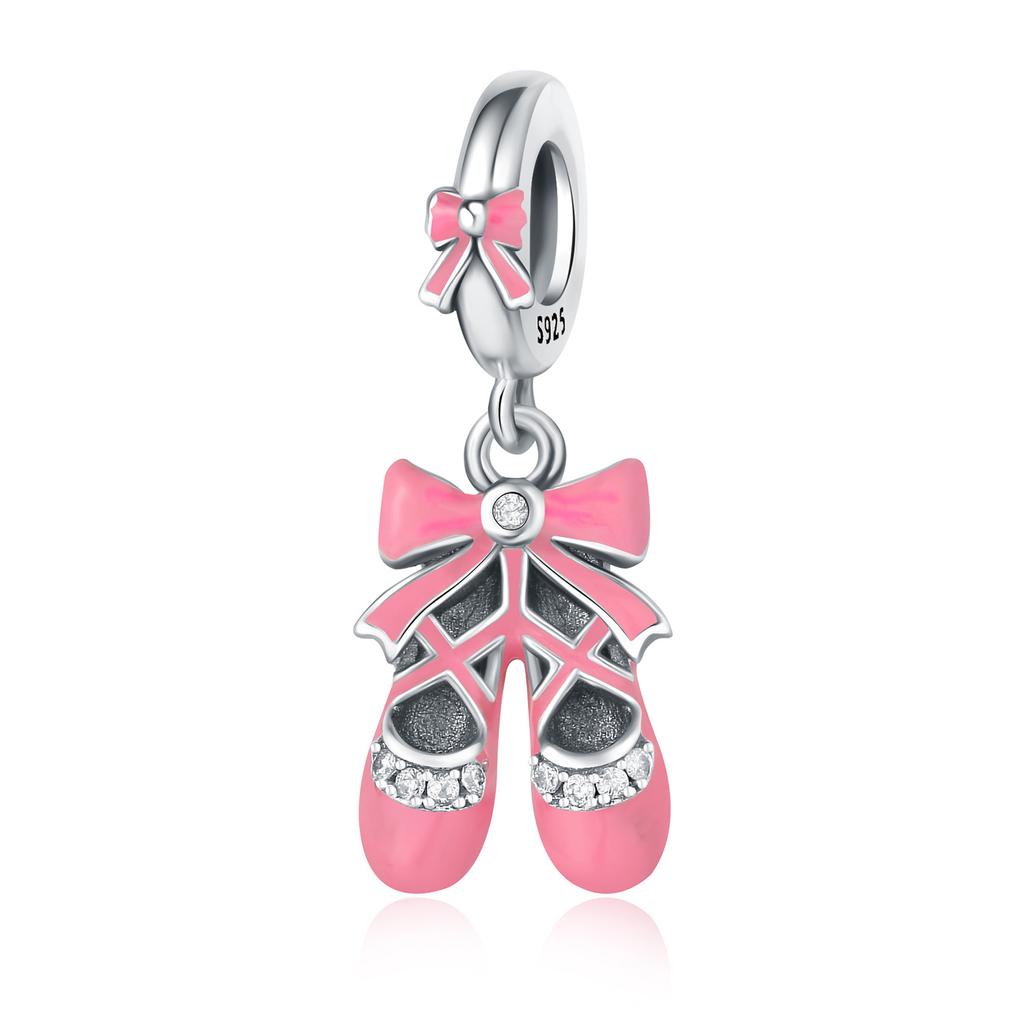 Copper Cute Pink Boot Pendants Bracelet Charms Fit Women Jewelry Party Beads Diy Fine Gifts Decorate Accessories