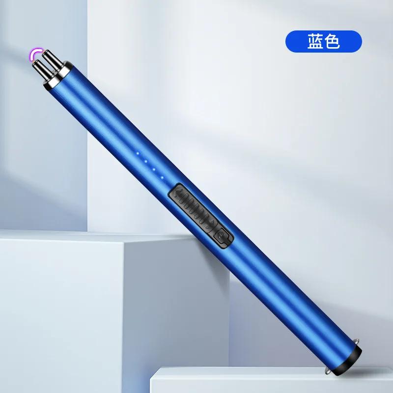 

Портативный импульсный пистолет для зажигания на открытом воздухе, газовая горелка, газовая горелка, барбекю, кухонная горелка с двойной дугой, USB-электронная зажигалка синий