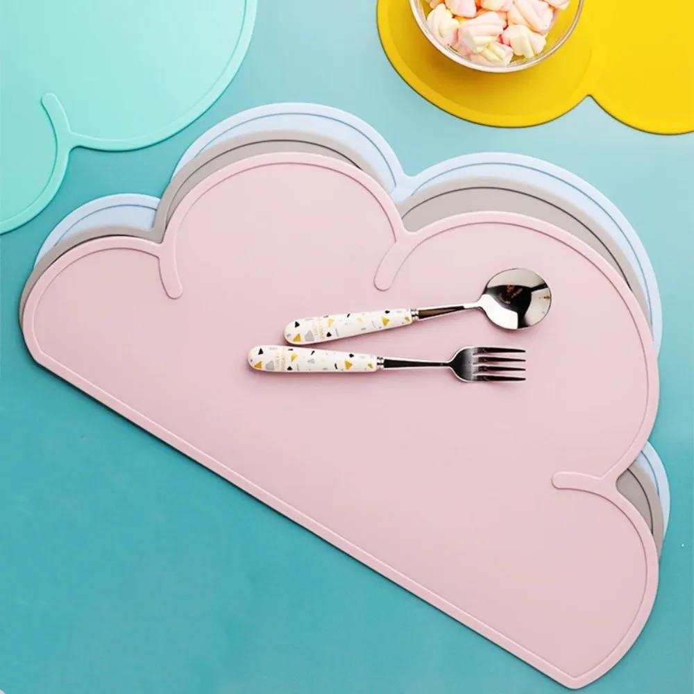 Cloud Shape Children Place Mat Waterproof Heat Insulation Silicone Plates Pad Easy Cleaning Non-Slip Kids Plate Mat