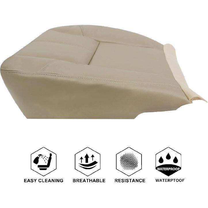 NLQR Front Driver or Passenger Bottom Replacement Seat Cover, Light Cashmere Tan 333 Compatible with Chevy Silverado Tahoe Suburban Avalanche GMC